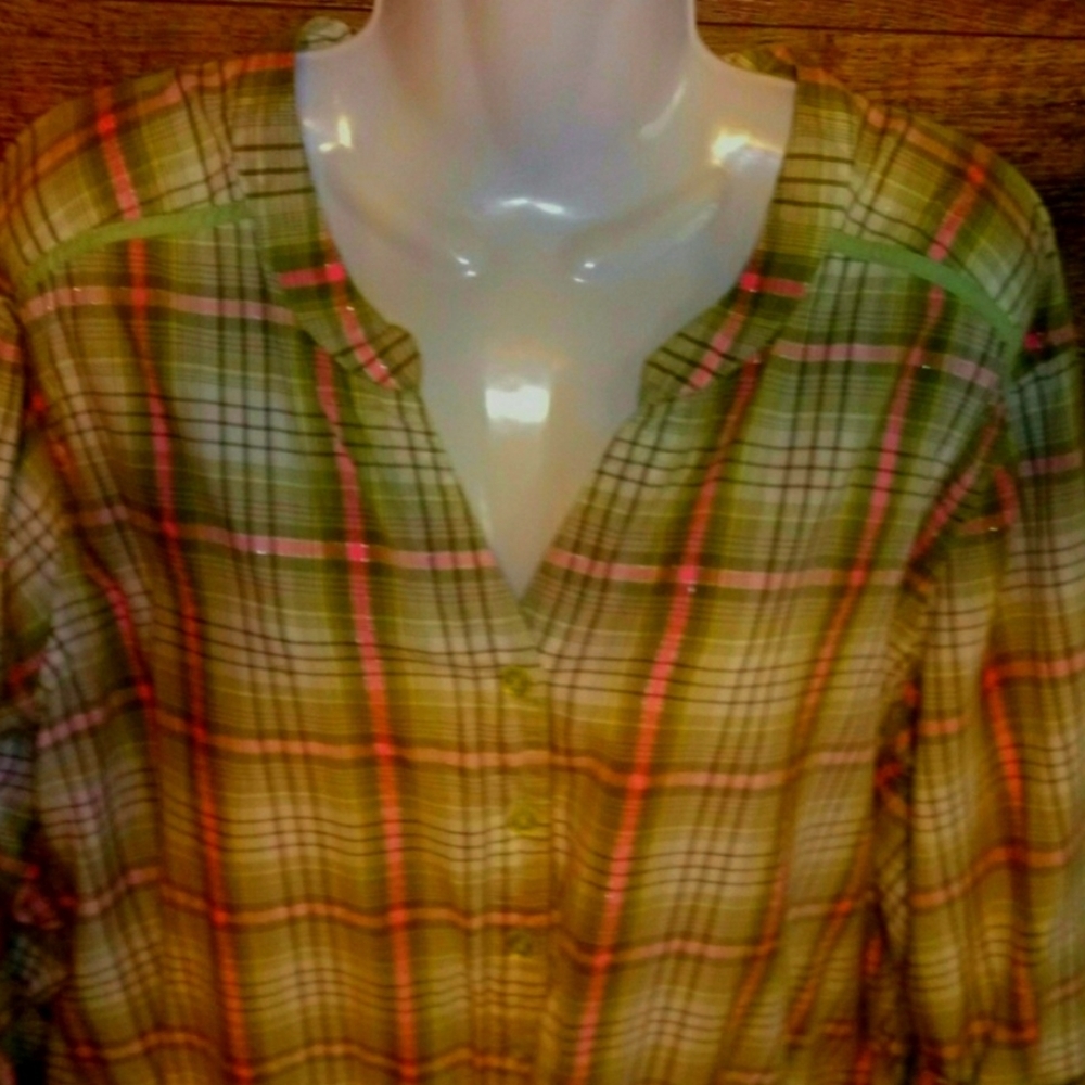 Denim & Co Top Size 3X High Low Shark bite Hem New - Picture 8 of 12